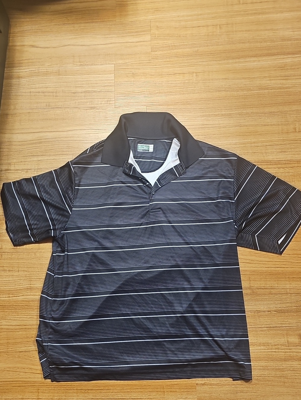 Men's Striped Performance Polo Shirt - Black Size 2XL